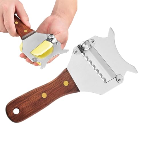 COMFOLIVING Truffle Cutter, Cheese Razor | Truffle Grater and Chocolate Cutter with Wooden Handle - Adjustable Chocolate Slicing Tool, Dishwasher Safe