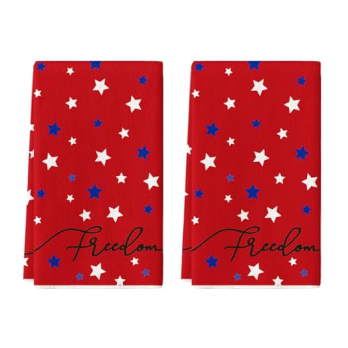 Artoid Mode Red Freedom Stars America Patriotic 4th of July Kitchen Towels Dish Towels