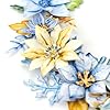 Katy Sue Winter Blooms Die Cut Flowers & Leaves Pack. 12 Sheets of Pre-Cut Double-Sided Paper Flowers & Leaves in Blues & Golds for Christmas Card Making Supplies #2