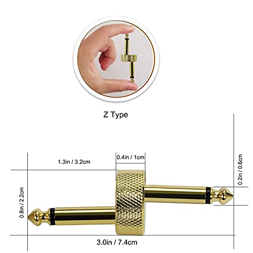 Stax 14 Inch Pedals Coupler Z Type 6.3Mm Guitar Pedal Connectors 4 Pack Ts Copper Male Connector thumb #2
