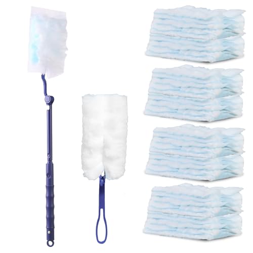 40 Piezas Kit Plumero Atrapapolvo con 1 Mango Largo, 1 Mango Corto, Recambios Plumeros Electrostático, Duster para Polvo, Pelo Animales, Suciedad Limpieza, Cepillo Microfibra para Hogar, Oficina