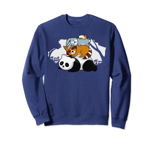 Panda Raccoon Rabbit Hamster Cute Sleeping Animals Pirámide Sudadera