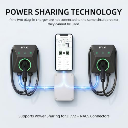 Image of Level 2 EV Charger with Energy Meter, 48Amp /11.5KW, J1772 Wall Electric Car Charger with Dual Temp Sensors(Exclusive), Wi-Fi(2.4 GHz), RFID, Smart App, CT Clamps for Load Balancing, Black-Gray