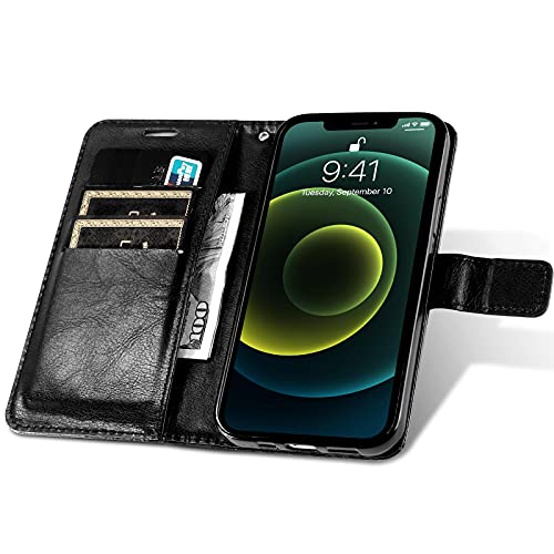 Rfvzubemok Compatible with LG V10 Cover,Flip Kickstand Card Slot Wallet Protector Black