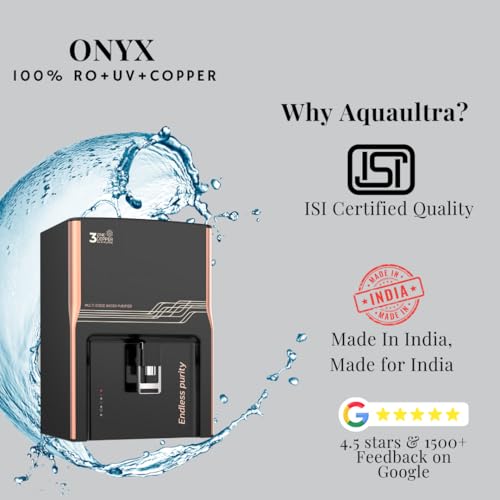 Image of AQUAULTRA Multi-Stage RO+UV+Trio Copper+Zinc+Alkaline Water Purifier for Home | 9L Transparent Tank | ISI Certified RO Water Purifier Filter | 13-15 LPH | For Modular & Smart Kitchens