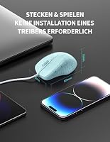 TECKNET Maus mit Kabel, 6400 DPI, Computermaus mit 6 Tasten, Hellgrün – Ansicht 6