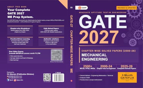 Image of GATE 2027 Mechanical Engineering | Chapter-wise Previous Year Solved Papers (2000-2026) | 27 Years PYQ with Detailed Solutions | MCQs, NTQs & MSQs | GATE ME Chapterwise Question Bank
