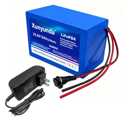 Xunyunda 24V 10Ah LiFePO4 Battery for Solar Power Wheels Fish Finder Camping Marine Off-Grid Use