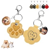 Godchoices Custom Pet Fur Memory Keyring Personalised Dog Cat Hair Keepsake Keychain Paw Print Charm with Printed Name Date