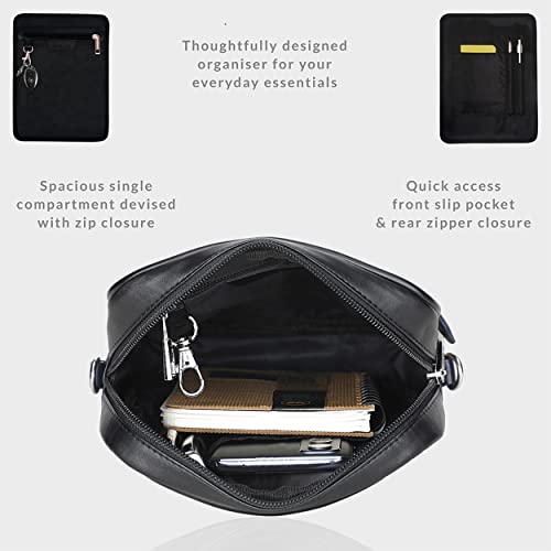 Image of Smith & Blake - Cross Body Bag - Shoulder Messenger Bag - Black Premium Leatherette - Multiple Pockets - 1 Year Warranty - Linea