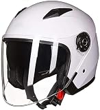Casco De Motocicleta Retro 3/4 De Cara Abierta con Doble Visera Estilo Vintage Medio Casco para Adultos para Hombres Y Mujeres Cascos De Moto Ciclomotor Cruiser Aprobados por ECE White,2XL