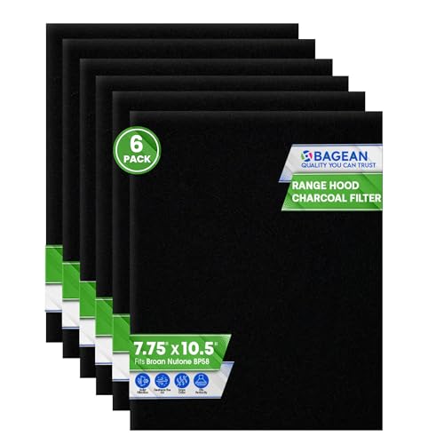 Range Hood Charcoal Filter 7.75” x 10.5” For Broan and Nutone BP58 (6-Pk)