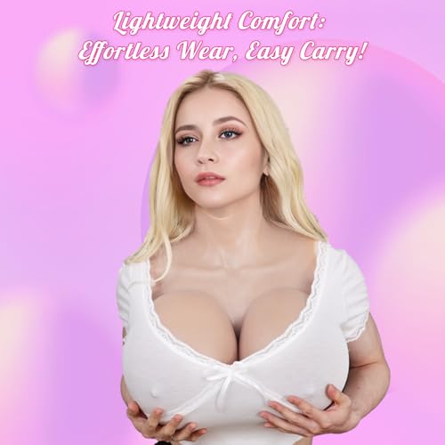 Image of ROANYER Inflatable Silicone Breast Forms,Realistic Fake Boobs, DHZ Cup Breastplate for Crossdresser, Transgender, Drag Queen