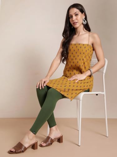 Image of TWIN BIRDS Super Stretchable Cotton Elasthane Fabric Ankle Length Leggings for Women