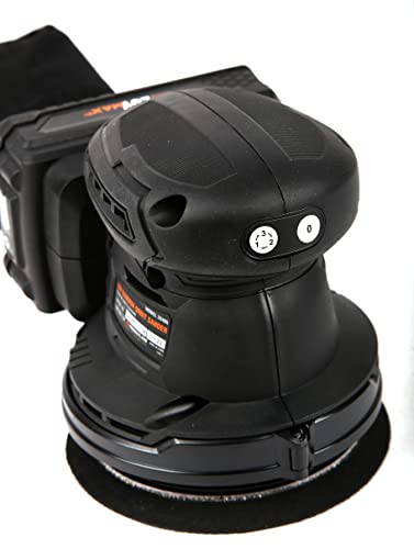 Image of WEN Cordless Orbital Sander, Brushless with 5-Inch Random Orbit Pad, 20V Max 2.0 Ah Lithium-Ion Battery and Charger (20405),Black