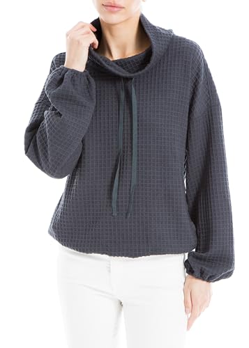 Image of Max Studio womens Max Studio Women's Cowl Neck Long Sleeve Waffle Knit Pullover
