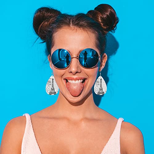 Vosach Earrings For Women Paris, Retro Eiffel Tower Sketch Line Art Fashion Leather Teardrop Earrings Lightweight Earrings For Women Girls Bridal #TOP2
