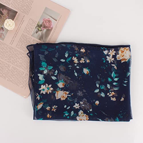 Women’s Long Scarf Ink Lotus Flower Feminine Wrap Shawl Georgette Sheer Scarves Go-To Scarves for Ladies3