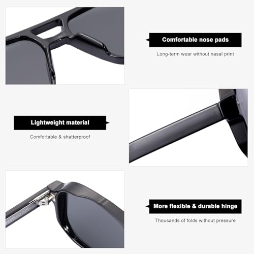 Vintage Double Bridge Sunglasses for Women Men,Retro Womens Mens Sun Glasses Trendy Rectangle2