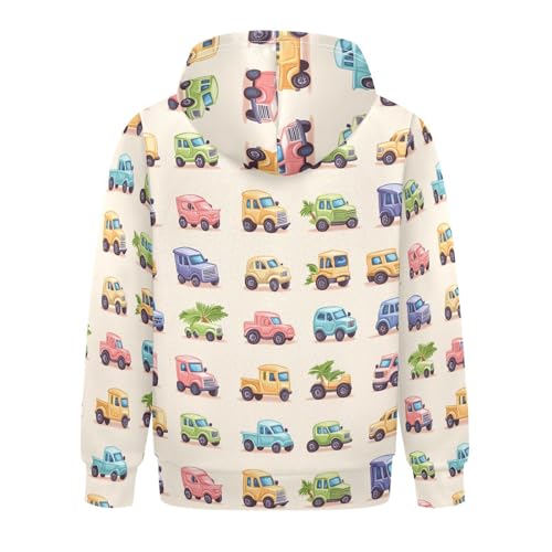 KLL Cartoon Trucks Motorcyles Boys And Girls Sweatshirts Crewneck Pullover Top Streetwear Kangaroo Pocket2