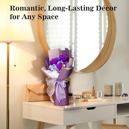 Image of Flower Bouquet Gifts for Women, Flowers for Delivery Prime, Preserved Roses Flower Gifts for Women, Valentines Flowers, Mom Gifts from Daughter Son, Birthday Gifts, Real Roses,Purple Roses