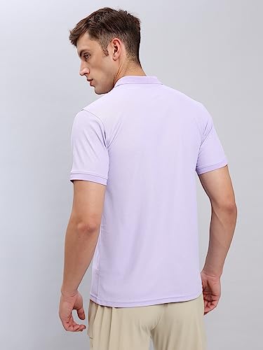 Image of TECHNOSPORT Men's Polyester Slim Fit Self-Design Short Sleeve Polo Matpiq T-Shirt with Anti Microbial, Techno Dry for Regular and Casual Use