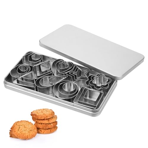 GLEAVI Stampi Per Biscotti in Acciaio Formine Stella Fiore Da Forno Per Torte Pasta Biscotti Da Te Scatola Di Metallo