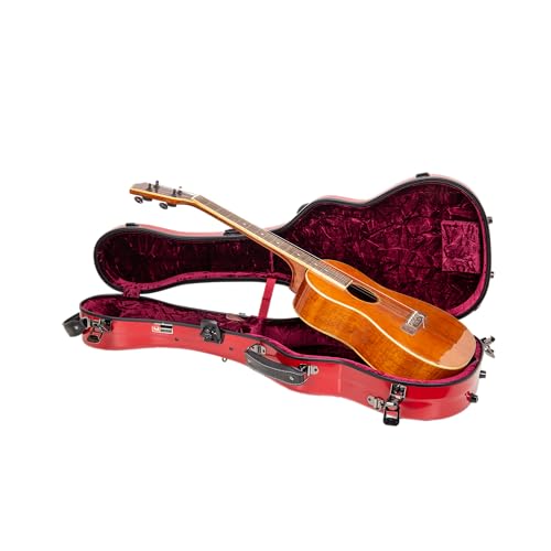 Crossrock バリトンウクレレケース、最大31インチまでフィット | ブランドラッチ、TSAロック、アクセサリーコンパートメント、取り外し可能なストラップ付き100%ファイバーグラスハードシェル-レッド(CRF2030BURD)