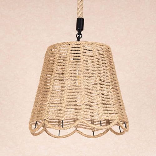 Suspension industrielle en corde de chanvre cage Vintage E27 rustique réglable - 7