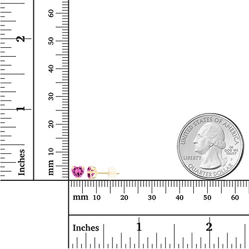 Solid 14K Gold 5mm Heart Genuine Birthstone Stud Earrings For Women | Hypoallergenic Studs | Natural or Created Gemstone Stud Earrings For Women4