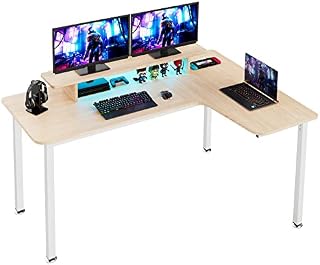 EUREKA ERGONOMIC Gaming Desk with Monitor Stand & LED Strip,155×110cm L Shaped Corner Computer Desk,Modern Home Office Study Writing Desk With Full Mouse Pad, Easy to Assembly, Right Side Maple