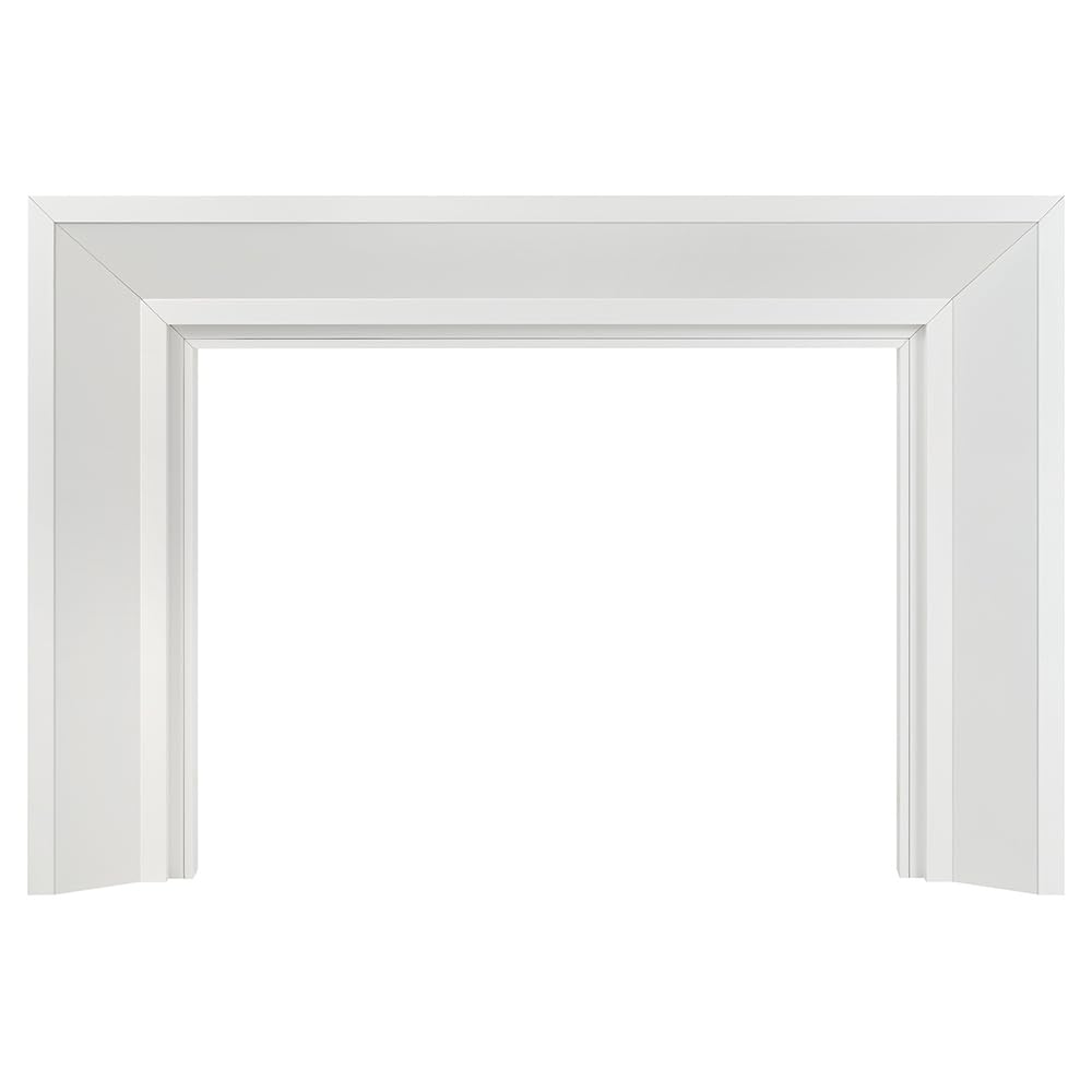 Modern Ember Everly Wood Fireplace Mantel Surround Kit in White | 48" x 42" Opening | 72" x 54" Overall | Modern Picture Frame Design | Includes