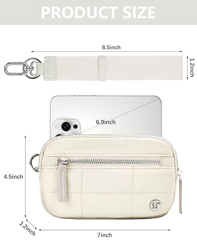 Image of Wallet Wristlet for Women, RFID Wallet Keychain with Dual Pocket (Beige)
