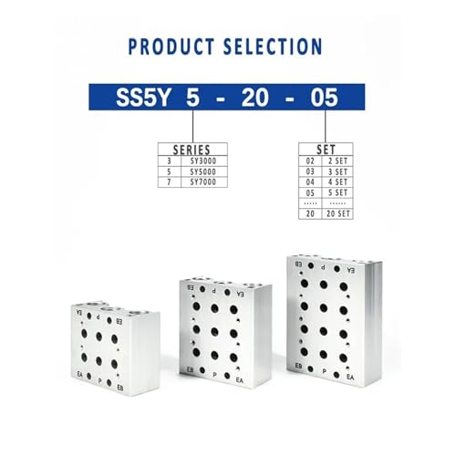 Válvula solenoide SY7120 de escape con base neumática de 3 estaciones y junta 6