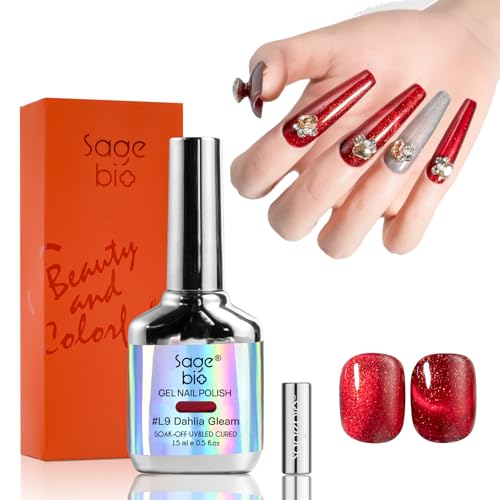 SAGEBIO Cat Eye Gel Nail Polish, 15ml Magnetic Gel, High-Gloss 3D Effect with Magnet Stick, Long-Lasting, Easy Application for DIY Manicures, 05