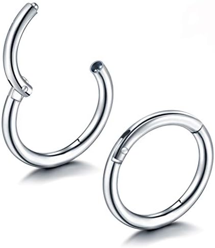 Jusway Nose Ring Piercings Hinged Segment 3/8 (10mm) Titanium Hoop Earring Daith Cartiliage Jewelry 1Pair