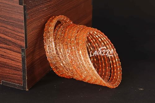 Image of LAVAZZA Raindrop Glass Bangles Set For Women & Girls with Zircon Diamond Stone & Beads | Trendy Transparent Crystal Glass Bangles | Fancy Kanch ki Chudi Set | Bangles for Wedding, Party- Set of 12