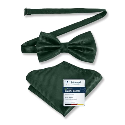 Massi Morino Fliege Dunkelgrün mit Einstecktuch für Herren Set - Anzug...