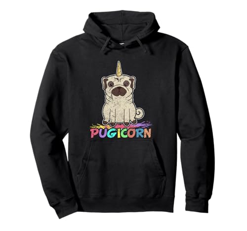 Pugicorn Pug Unicorn, divertido perro, mamá, amante de las mascotas, lindo amante de los pug Sudadera con Capucha
