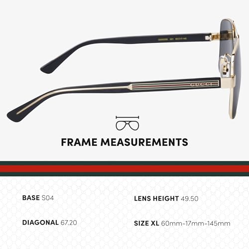 Image of Gucci GG0529S Lettering Logo Square-Shaped Non-Polarized Sunglasses for Men - Includes Luxury Eyewear Kit - Gold Frame with Gray Lens