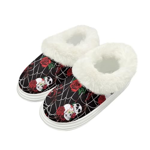 FOR U DESIGNS Womens Fuzzy Halloween Slippers Plush Indoor House Shoes with Non Slip Sole Machine Washable Lightweight