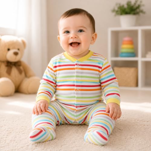 Image of DADDY - G 100% Cotton Baby Rompers Pack of 3 | Newborn Baby Sleepsuit | Full Sleeve Jumpsuit | Baby Night Suit | Infant Bodysuit for Boys & Girls | Soft Breathable Clothing