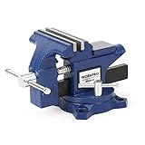 WORKPRO Bench Vise, 4-1/2' Heavy-Duty Utility Combination Pipe Home Vise, Swivel Base Bench for Woodworking