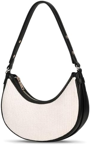 Summer Straw Shoulder Bag for Women 2025 Woven Beach Purse Raffia Straw Purses Crescent Handbags