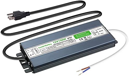 LED Driver 150 Watts Waterproof IP67 AC 110-260V to 12V 12.5A Low Voltage Transformer Outdoor Ultra Thin LED Power Supply Adapter for LED Strip,Landscape Lighting Project, and Any 12V LED Lights
