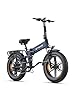 ENGWE Bicicletta Elettrica Pieghevole| 768Wh 16AH Durata 110KM| 20"×4.0" Fat Tire|Sensore di Coppia| Sospensione Completa| 8 Velocità| ENGINE Pro 2.0 (Blu Notte)