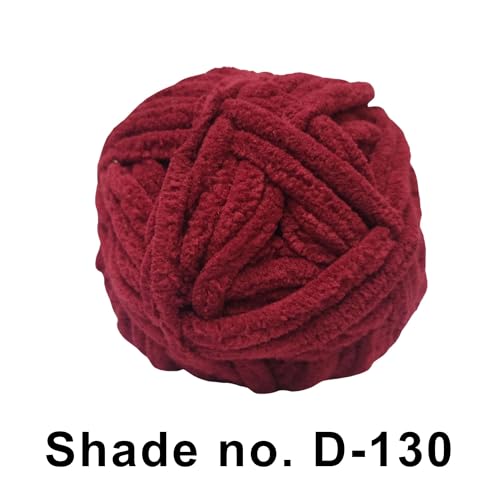 Image of VCR Blood Red, 100 Grams Hank, 60 Meters Length, Premium Polyester Ball for Crochet and Knitting, Pack of 1 Yarn, Soft and Bulky Fur Suitable for DIY