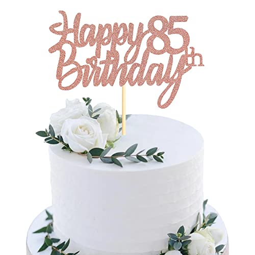 Sumerk 85 Tortenaufsätze zum 85. Geburtstag, Tortenaufsätze für Geburtstagsfeiern, Dekorationszubehör, Roségold, 1 Packung Cover