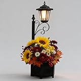 DJGIFI 29.5" Solar Outdoor Floor Lamps with Planter - IP44 Waterproof Warm White Light, Easy Install LED Planters for Lawn, Patio, Front/Back Door Decor