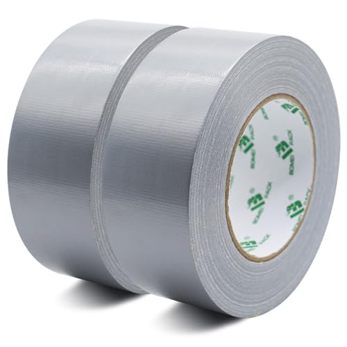 BOMEI PACK Silber Grau Panzertape extra stark 50m x 50 mm Wasserdichtes Reparaturband für innen & außen gewebeverstärktes Reparaturband 2 Rollen